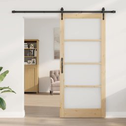 vidaXL Schuifdeur ORKDAL 93 x 211 cm Massief grenenhout en glas