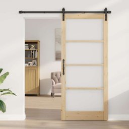 vidaXL Schuifdeur ORKDAL Natuurlijk en Zwart 93 x 211 cm