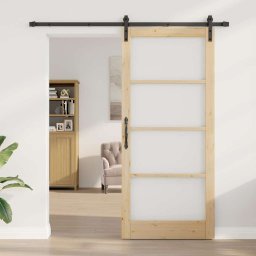 vidaXL Schuifdeur ORKDAL Natuurlijk en Zwart 93 x 211 cm