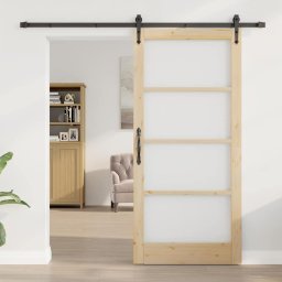 vidaXL Schuifdeur ORKDAL 93 x 202 cm Massief grenenhout en glas