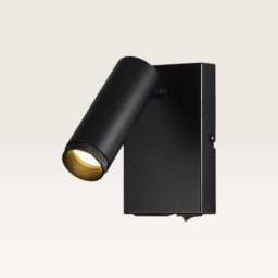 Wandlamp Lendro nero - Bedlamp - Nachtkast Lamp - Leeslamp Bed - Mini GU10 (MR11) - Zwart - Cilindervormige spot - Minimalistisch design - Inclusief USB-A & USB-C Oplader - Aan/Uit Schakelaar