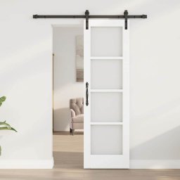 vidaXL Schuifdeur ORKDAL Wit 61 x 198,5 cm Massief grenenhout en glas
