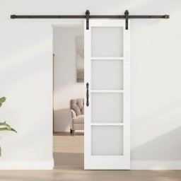 vidaXL Schuifdeur ORKDAL Wit 61 x 198,5 cm Massief grenenhout en glas