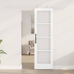 vidaXL Schuifdeur ORKDAL 61 x 198,5 cm Massief grenenhout en glas Wit