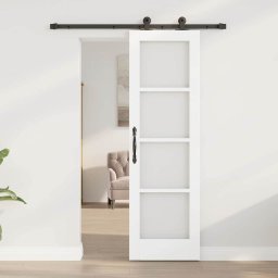 vidaXL Schuifdeur ORKDAL Wit 61 x 198,5 cm Massief grenenhout en glas