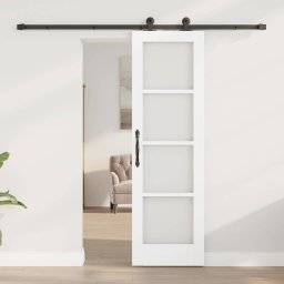 vidaXL Schuifdeur ORKDAL Wit 61 x 198,5 cm Massief grenenhout en glas