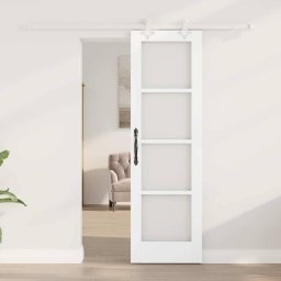 vidaXL Schuifdeur 61 x 198,5 cm Massief grenenhout en glas Wit