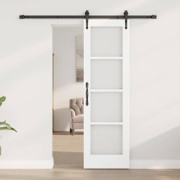 vidaXL Schuifdeur 61 x 198,5 cm Massief grenenhout en glas Wit