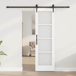 vidaXL Schuifdeur 61 x 198,5 cm Massief grenenhout en glas