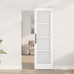 vidaXL Schuifdeur 61 x 198,5 cm Massief grenenhout en glas Wit