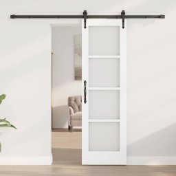 vidaXL Schuifdeur ORKDAL 61 x 198,5 cm Massief grenenhout en glas Wit