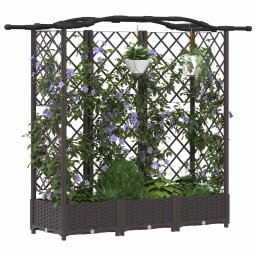 vidaXL Verhoogd Bed met Trellis en Dak Bruin 163 x 40 x 123 cm PP