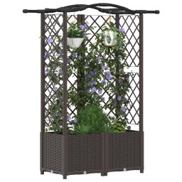 vidaXL Verhoogd Bed met Trellis en Dak Bruin 122 x 40 x 138 cm PP