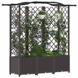 vidaXL Verhoogd Bed met Trellis en Dak Bruin 163 x 40 x 138 cm PP