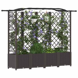 vidaXL Verhoogd Bed met Trellis en Dak Bruin 204 x 40 x 138 cm PP