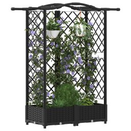 vidaXL Verhoogd Bed met Trellis en Dak Zwart 124 x 40 x 123 cm PP