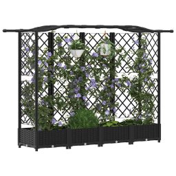 vidaXL Verhoogd Bed met Trellis en Dak Zwart 203,5 x 40 x 123 cm PP