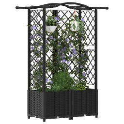 vidaXL Verhoogd Bed met Trellis en Dak Zwart 122 x 40 x 138 cm PP