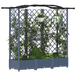 vidaXL Verhoogd Bed met Trellis en Dak Grijs 163 x 40 x 123 cm PP