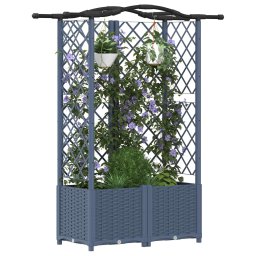 vidaXL Verhoogd Bed met Trellis en Dak Grijs 122 x 40 x 138 cm PP