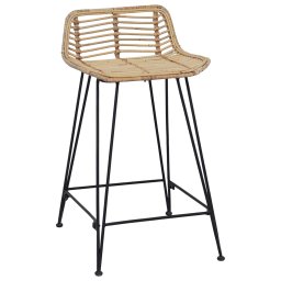 vidaXL Barkruk 2 st Naturel 44 x 45 x 76 cm Rattan en staal