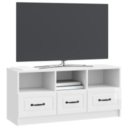 vidaXL TV-kast met lade Hoogglans Wit 102 x 34,5 x 47 cm Bewerkt hout