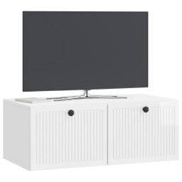 vidaXL Wandbeugel TV-kast Hoogglans Wit 78,5 x 41 x 30 cm Bewerkt hout