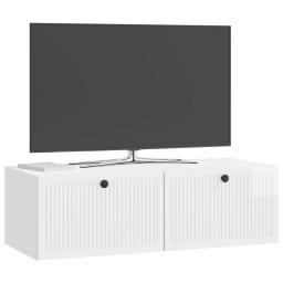 vidaXL Wandbeugel TV-kast Hoogglans Wit 98 x 41 x 30 cm Bewerkt hout