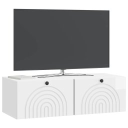 vidaXL Wandbeugel TV-kast Hoogglans Wit 98 x 41 x 30 cm Bewerkt hout