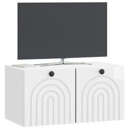 vidaXL Wandbeugel TV-kast Hoogglans Wit 59,5 x 31 x 30 cm Bewerkt hout
