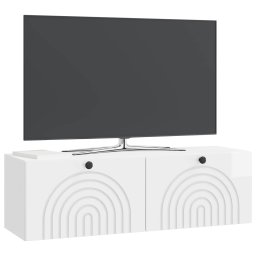 vidaXL Wandbeugel TV-kast Hoogglans Wit 98 x 31 x 30 cm Bewerkt hout