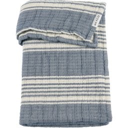 Meyco Baby Stripe Jacquard Ledikant Deken - Pre-washed Hydrofiel - Indigo - 100x150cm - 1.5 TOG