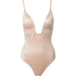 Spanx - Maat Medium Suit Your Fancy - Thong Bodysuit Plunge Low-Back - Kleur Champagne Beige