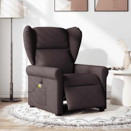 vidaXL Massagestoel elektrisch verstelbaar stof donkerbruin