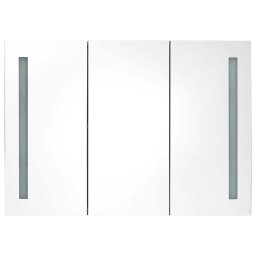 vidaXL Badkamerkast met spiegel en LED 89x14x62 cm glanzend wit