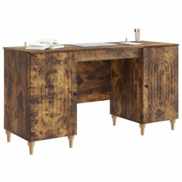 vidaXL Bureau Gerookt eiken 142,5 x 50 x 75 cm Bewerkt hout