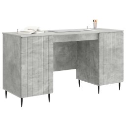 vidaXL Bureau met plank Betongrijs 142,5 x 50 x 75 cm Bewerkt hout