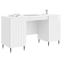 vidaXL Bureau met plank Hoogglans Wit 142,5 x 50 x 75 cm Bewerkt hout