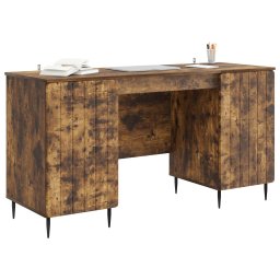 vidaXL Bureau met plank Gerookt eiken 142,5 x 50 x 75 cm Bewerkt hout