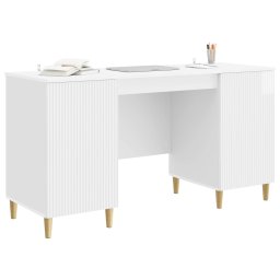 vidaXL Bureau met plank Hoogglans Wit 142,5 x 50 x 75 cm Bewerkt hout