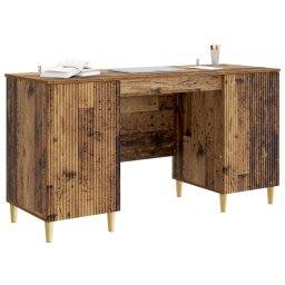 vidaXL Bureau met plank Oud hout 142,5 x 50 x 75 cm Bewerkt hout