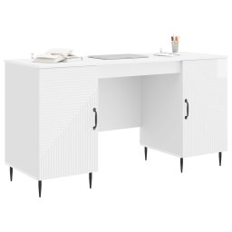 vidaXL Bureau Hoogglans Wit 142,5 x 50 x 75 cm Bewerkt hout