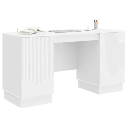 vidaXL Bureau Hoogglans Wit 142,5 x 50 x 75 cm Bewerkt hout