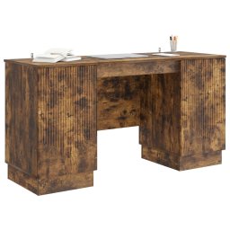 vidaXL Bureau Gerookt eiken 142,5 x 50 x 75 cm Bewerkt hout