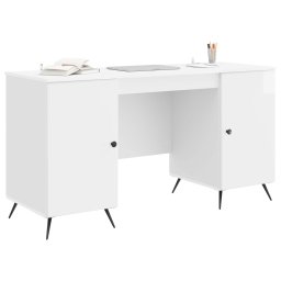 vidaXL Bureau Hoogglans Wit 142,5 x 50 x 75 cm Bewerkt hout