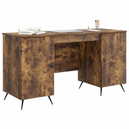vidaXL Bureau Gerookt eiken 142,5 x 50 x 75 cm Bewerkt hout