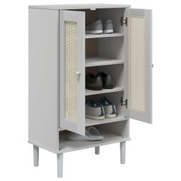 vidaXL Schoenenkast SENJA 59,5x35x107 cm rattan look grenenhout wit