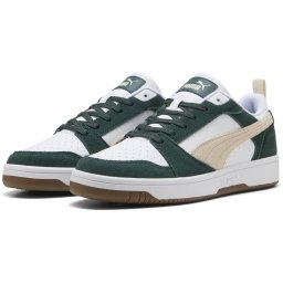 PUMA - maat 44- Rebound v6 Low SD Unisex Sneakers - Green Terrain-Alpine Snow-PUMA White