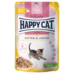 Voordeelpakket Happy Cat Pouch Meat in Sauce 12 x 85 g - Land Gevogelte Kitten