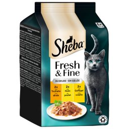 Multipack Sheba Fresh & Fijne vershoudzakjes 6 x 50 g - Kalkoen, Kip & Gevogelte in Gelei